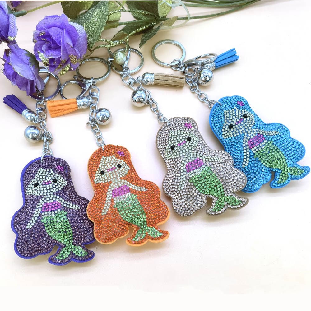 Cute Rhinestone-embellished Mermaid Keychain Pendant