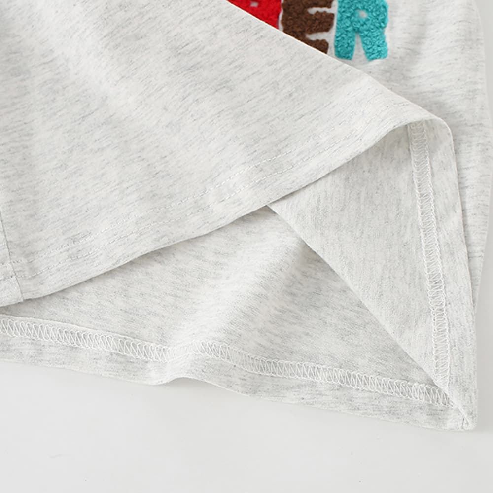 Cartoon Animal Crew-neck Letter-embroidered Top For Young Children
