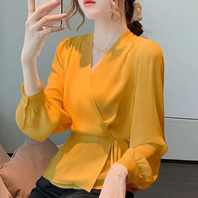 Elegant And Fashionable Lace-up Waist-cinching Top For Women