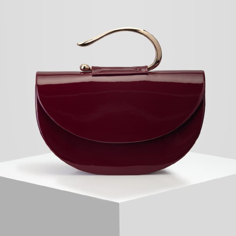 New Glossy Semi-circular Evening Handbag