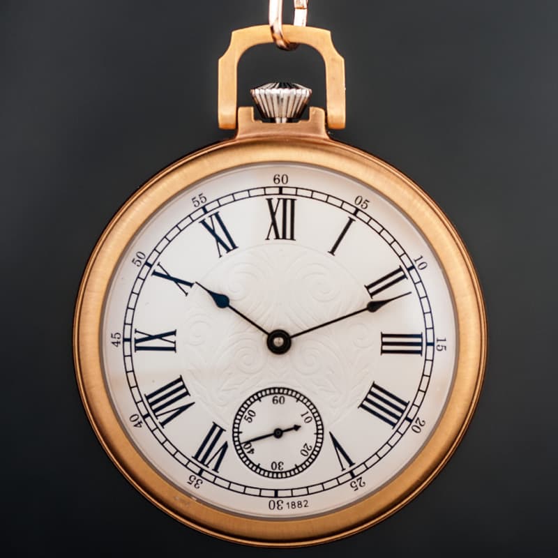 Stainless Steel Movement Glass-Faced Pocket Watch