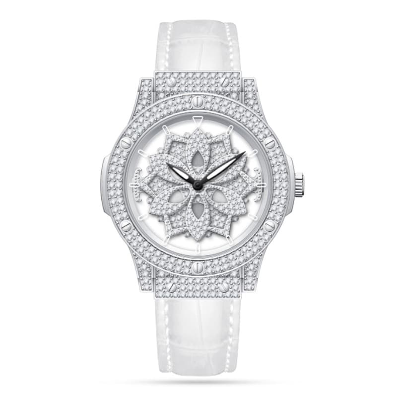 Large-dial Waterproof Hollowed-out Womens Watch With A Snowflake Motif That Rotates