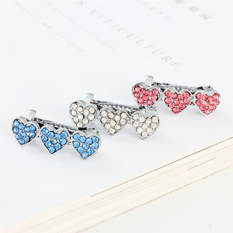 Rhinestone Alloy Peach Heart Barrettes Dog Pet Ornament