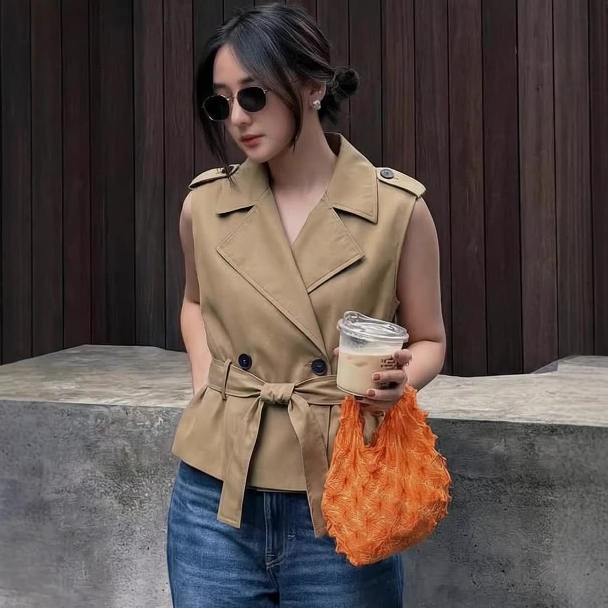 Waist-cinching Lace-up Slimming Blazer-collar Waistcoat Vest