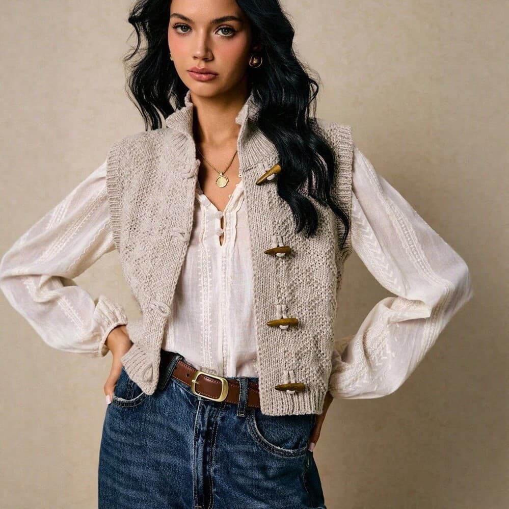 Womens Fashionable And Versatile Knitted Cardigan Coat