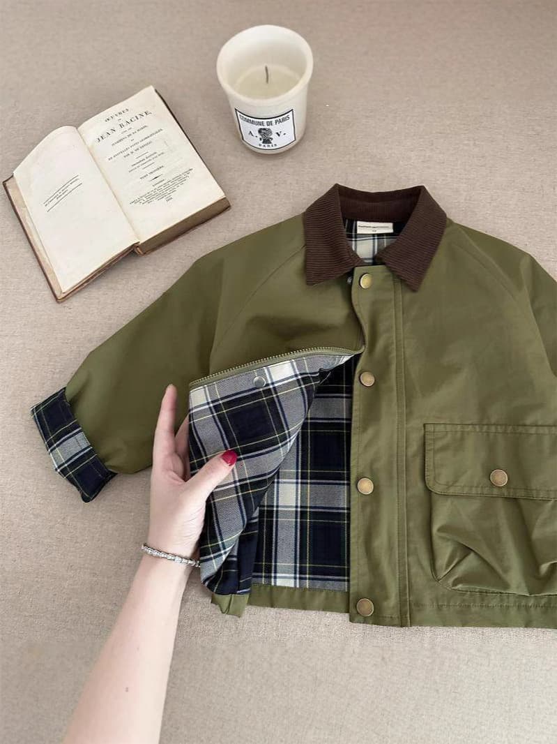 Spring Boys' And Girls' Korean-Style Trendy Plaid Patchwork Jacket