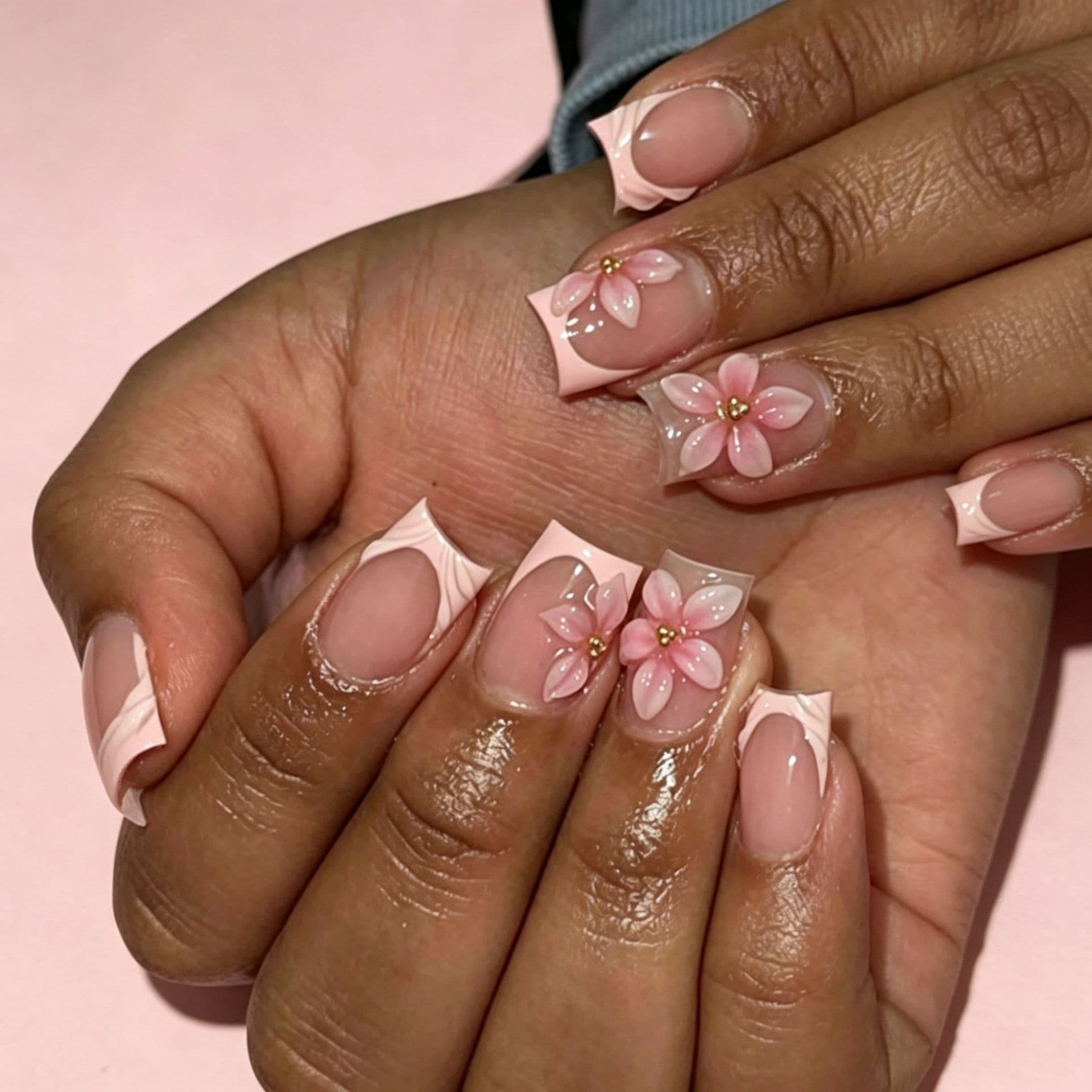 Short-style Nude Handcrafted Wearable Nails