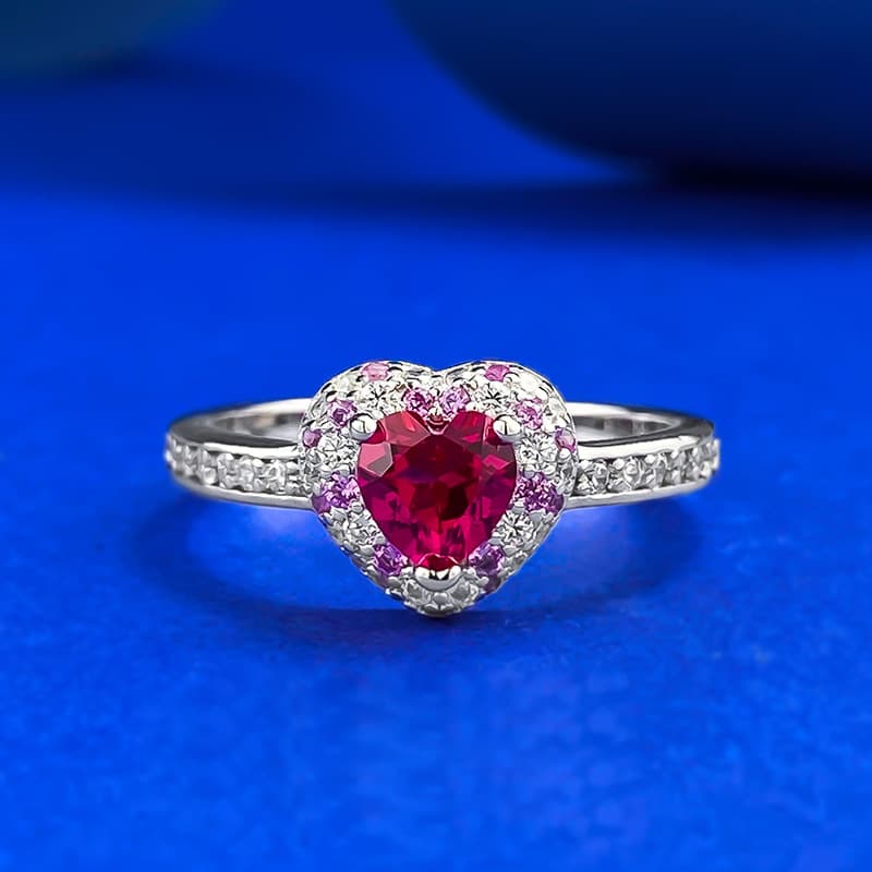 S925 Silver Heart-shaped Ring With Full Diamonds