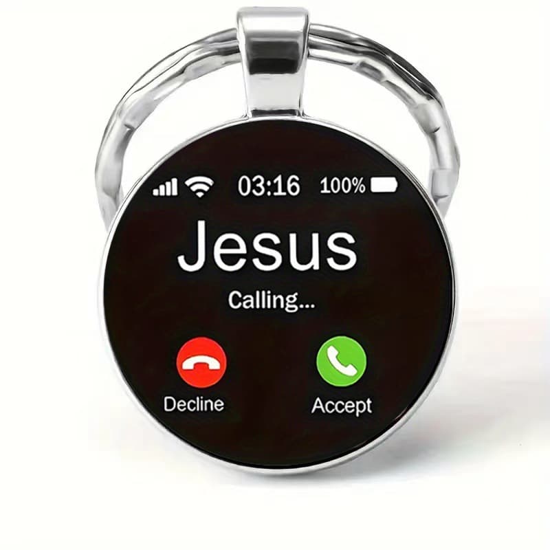 Alloy Glass Keychain Accessory With Call Screen Pattern