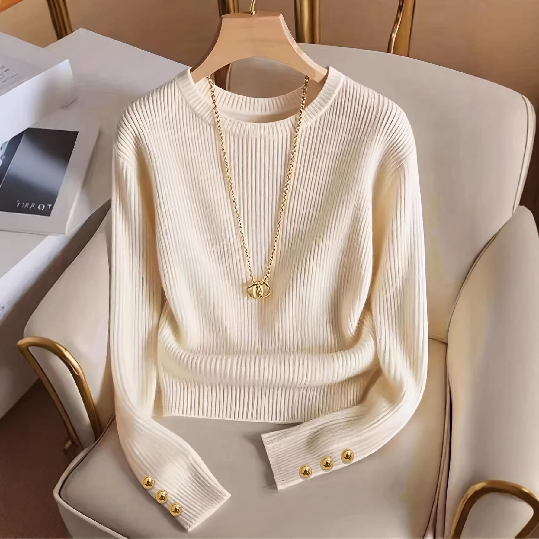 European And American Knitted Long-sleeved