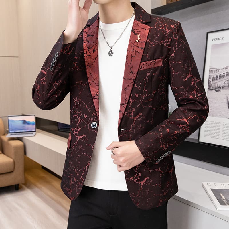 Casual Korean-style Fashionable Slim-fit Jacquard Mens Blazer