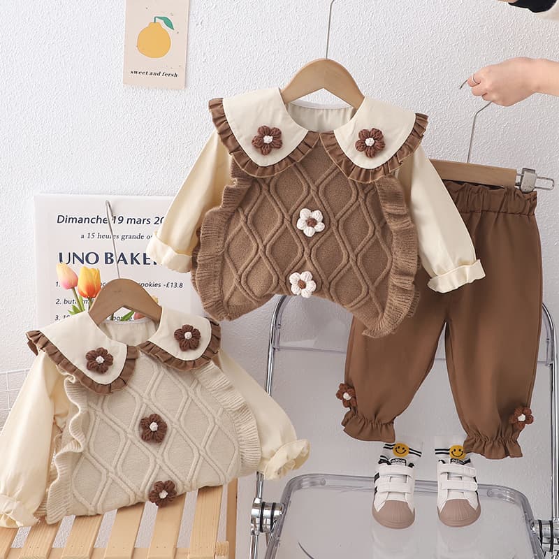 Baby Girl Spring Outfit Set Stylish Childrens Sweater Vest