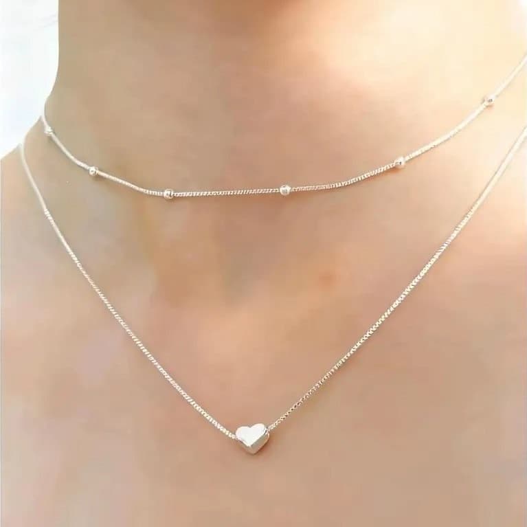 New Heart-shaped Double-layered Layered Necklace
