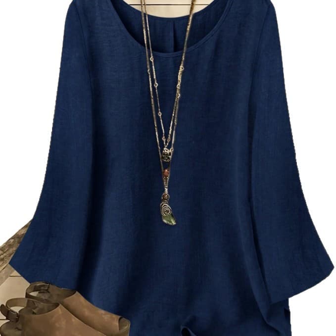 Womens Loose-fitting Long-sleeve Crew-neck Top