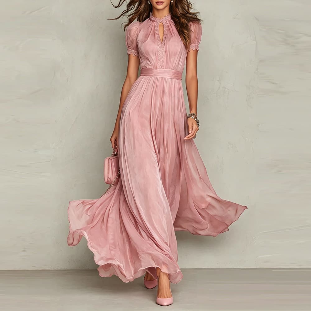 Women's Elegant Dress With A Ruffled Waist Hem