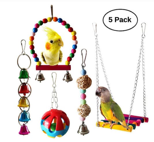 Ladder Sepak Takraw Ball Hanging Rings Parrot Toy Set