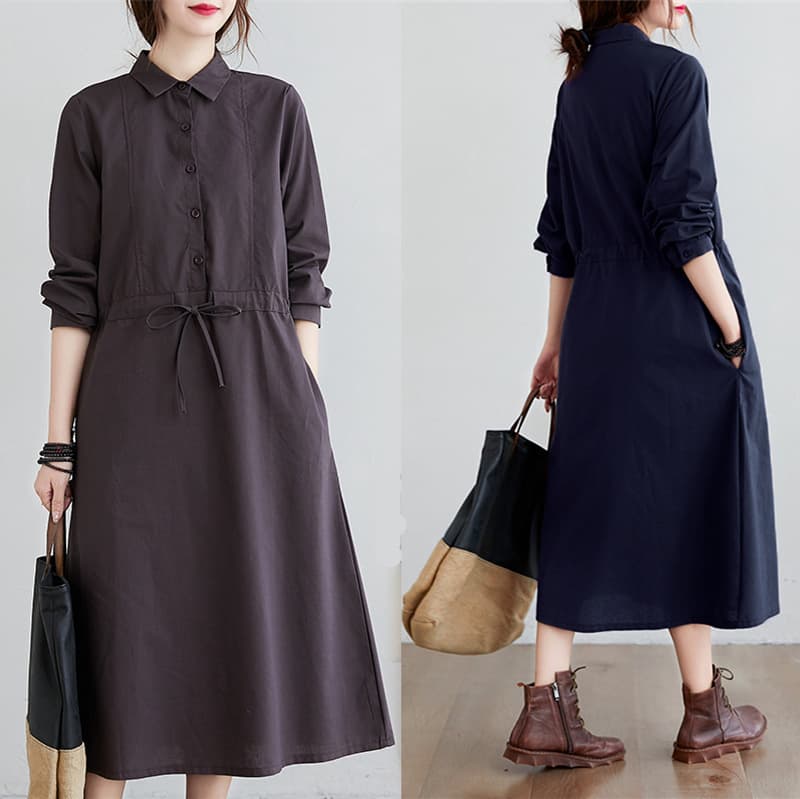 Plus-size Women's Casual Cotton And Linen Dress
