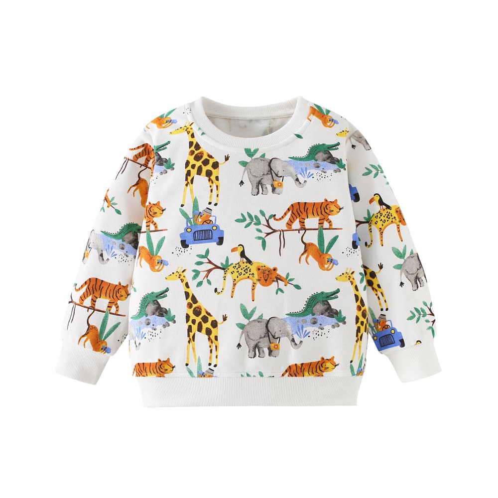 Childrens Cartoon Animal Crew-Neck Printed Sweatshirt
