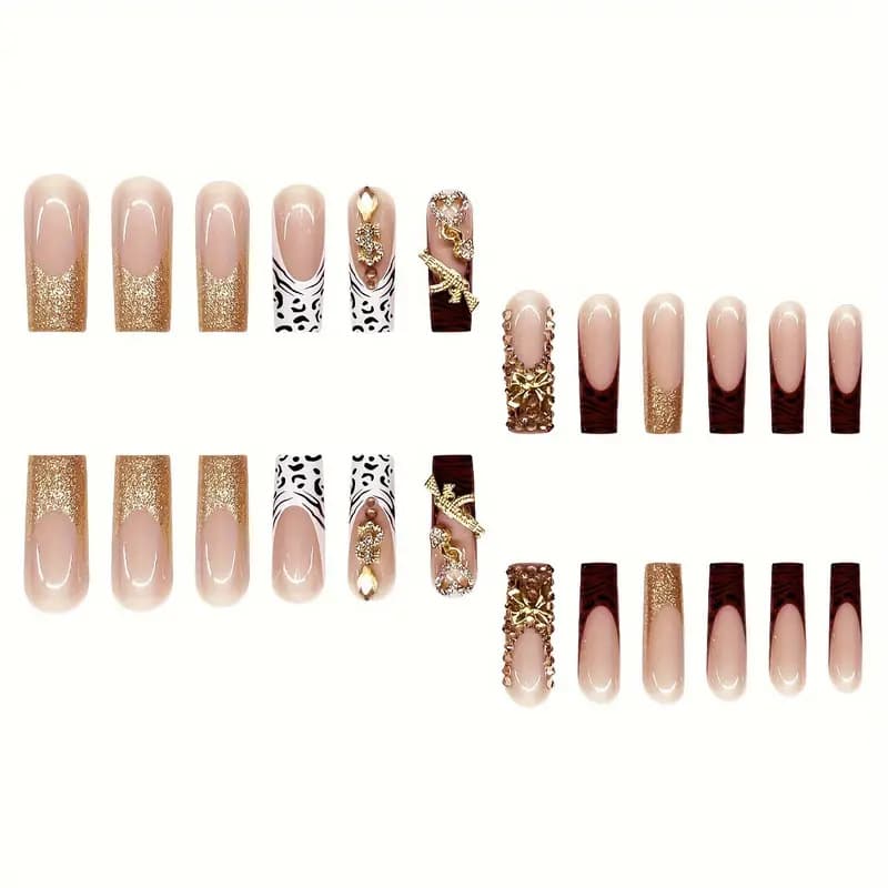 Bow-knot Flower Wearable Nail Tips Fake Nails