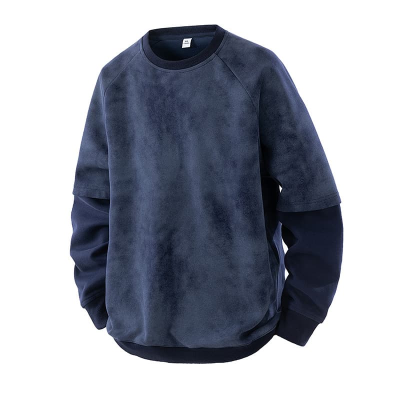 Loose-fitting Crew-neck Pullover With Versatile Long Sleeves