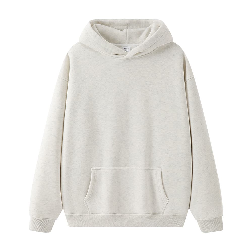 Men's FallWinter American-Style Streetwear Solid-Color Thickened Fleece-Lined Loose-Fit Hoodie