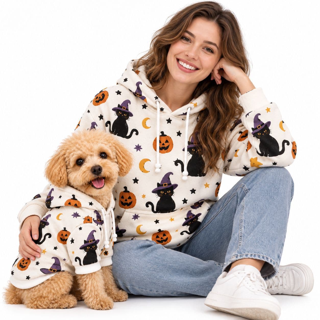 Halloween Pet Outfit For Owners And Dogs Autumnwinter Hoodie Two-piece Set