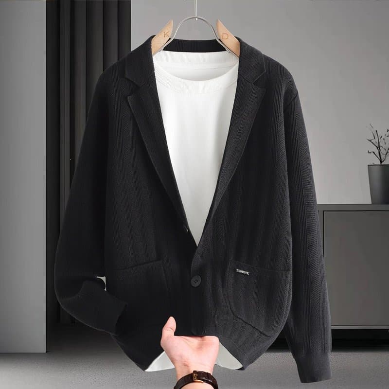 Autumn Knitted Cardigan Mens Loose-Fit Sweater Jacket