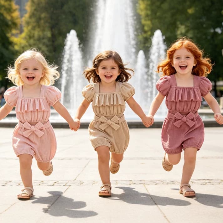 Apricot And Purple Bow-knot Shorts Set
