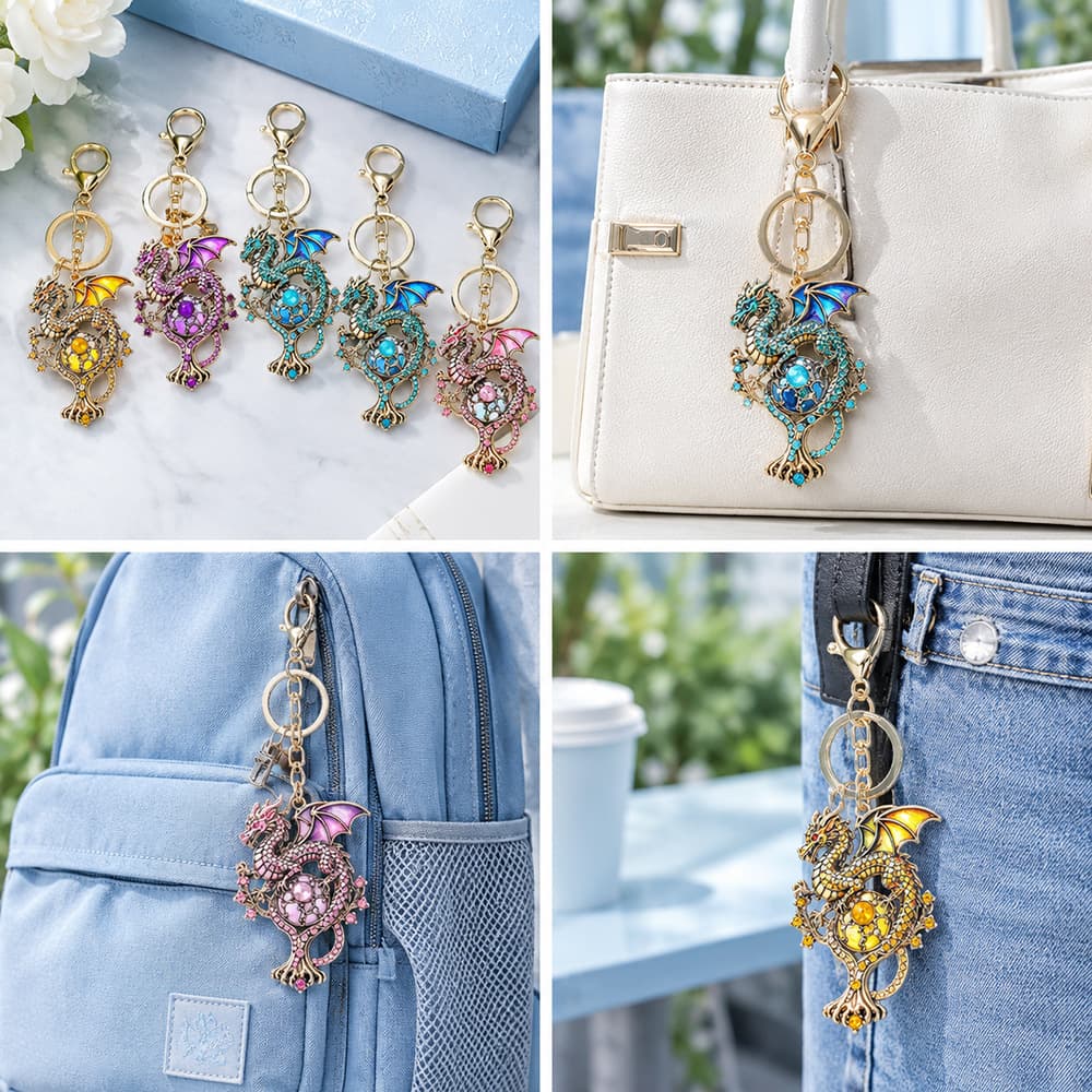 Retro Fantasy Flying Dragon Keychain For Womens Bags