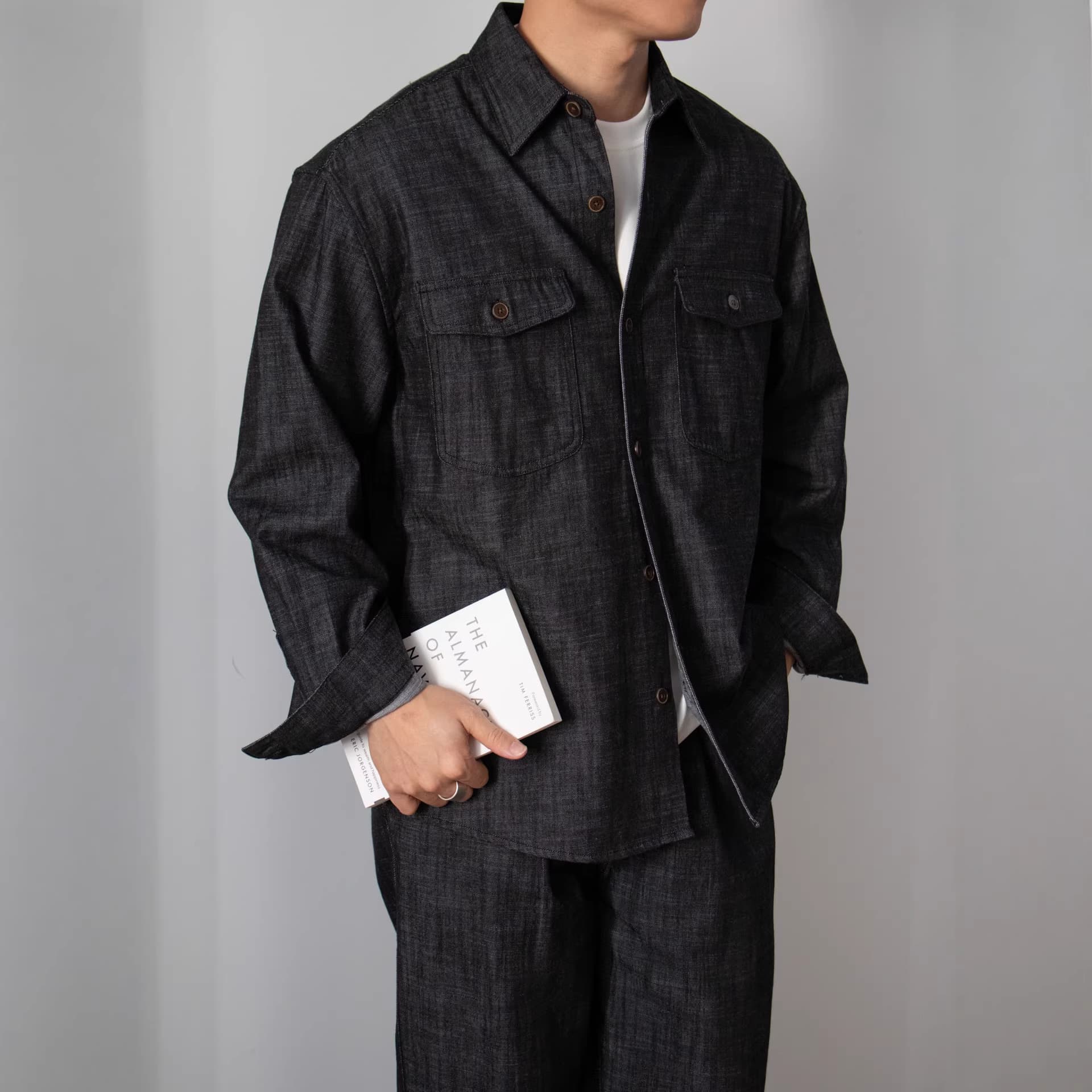 Retro Workwear Loose-fit Casual Long-sleeve Shirt