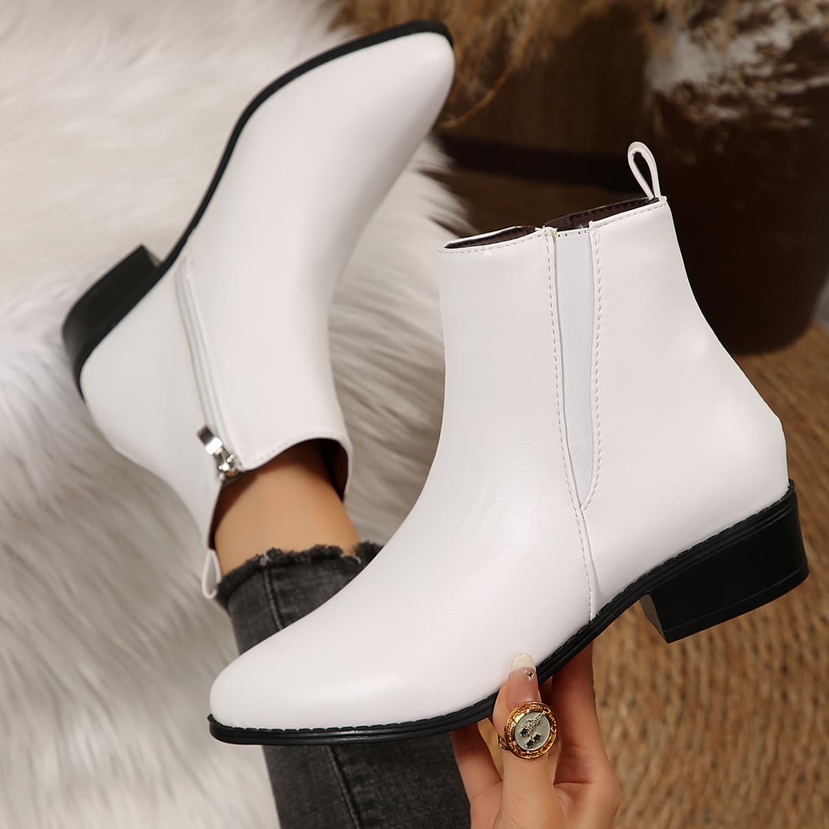 Fashionable Women's Leather Martin Boots