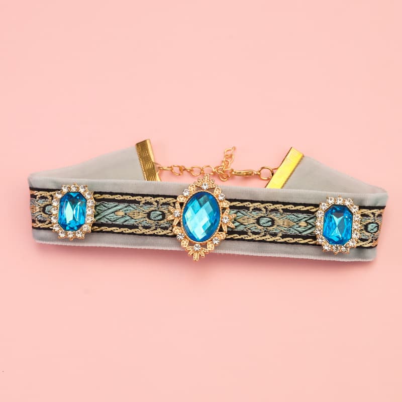 Flocked Ethnic-Style Pet Collar For Cats