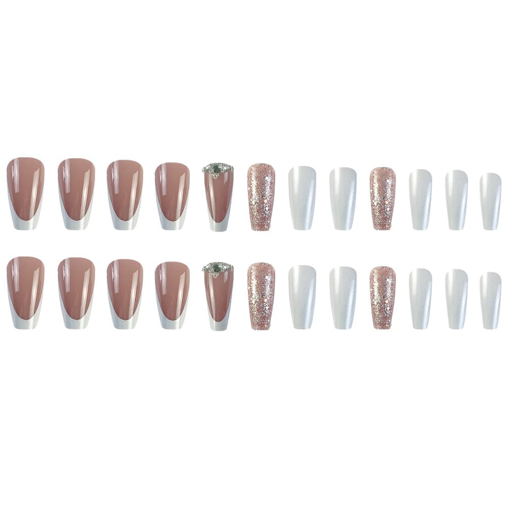 Silver-studded Nail Stickers Artificial Nails