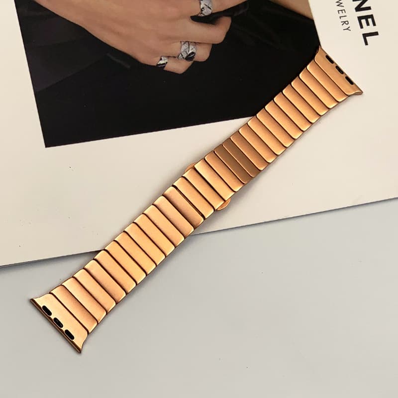 Metal Watch Band With A Beaded Butterfly Clasp Compatible With IWatch