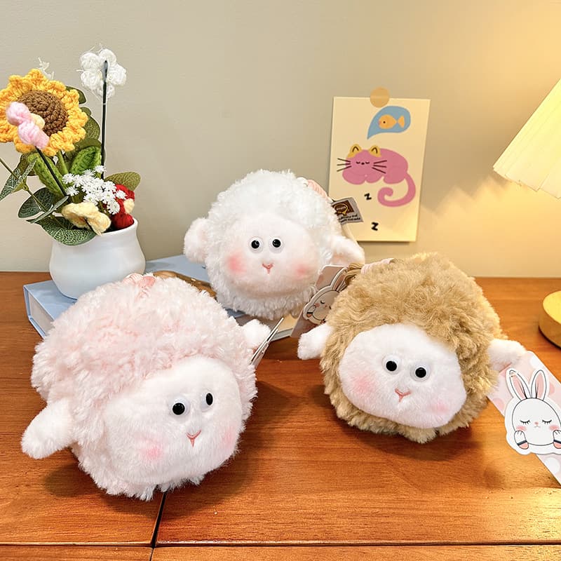 Cute And Adorable Lying Sheep Pendant Plush Keychain