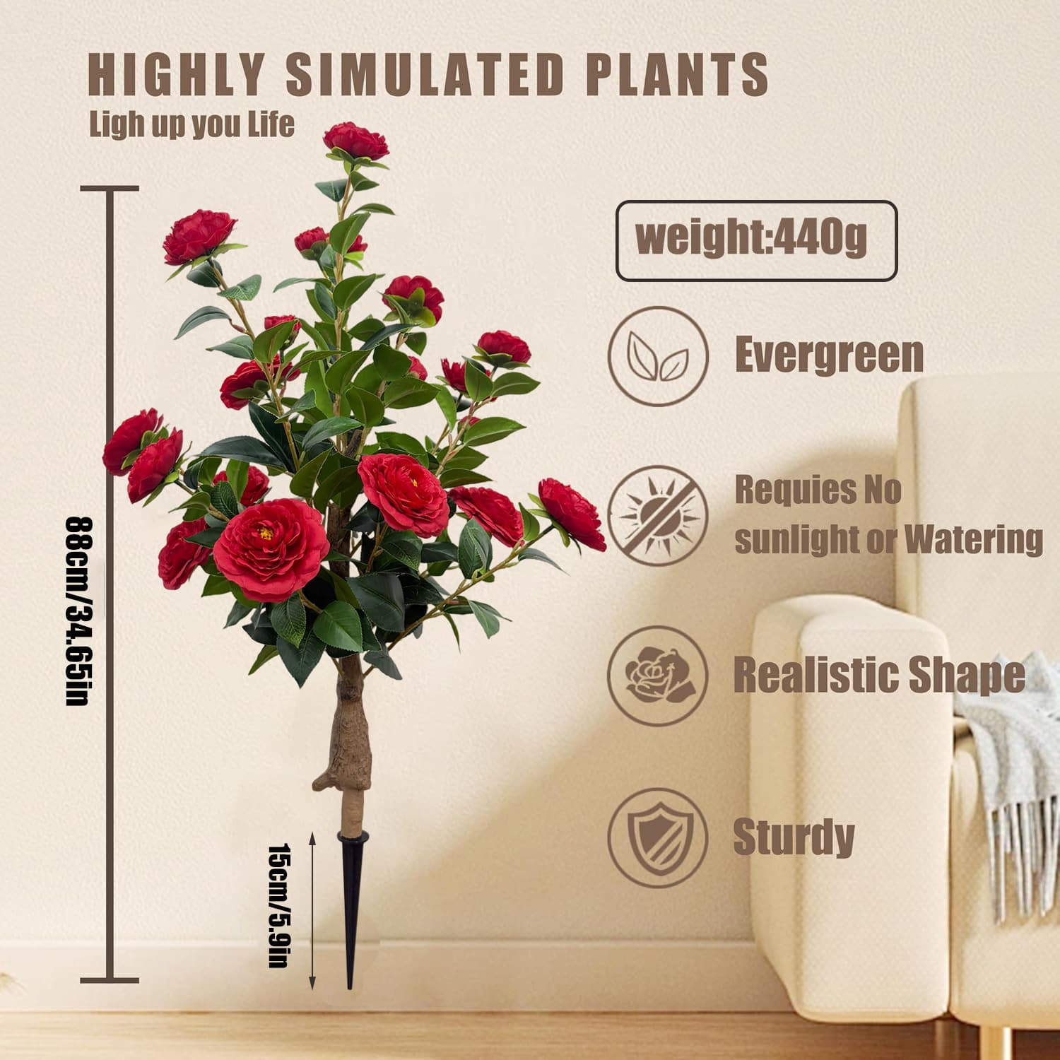 Camellia Artificial Flower Arrangement Potted Plant Decoration