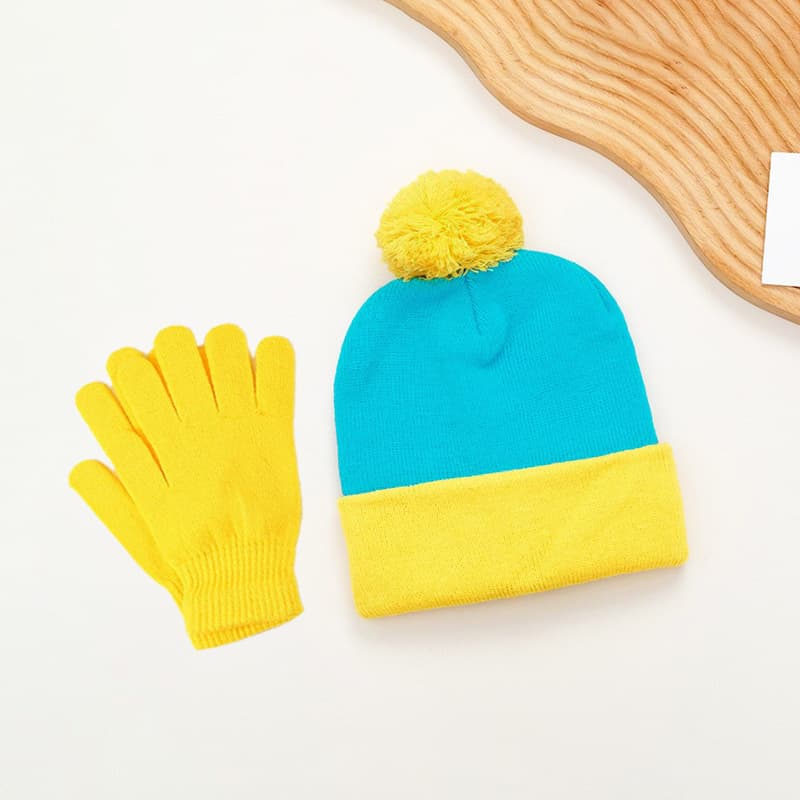 Color-block Knitted Hat Winter Pom-pom Beanie