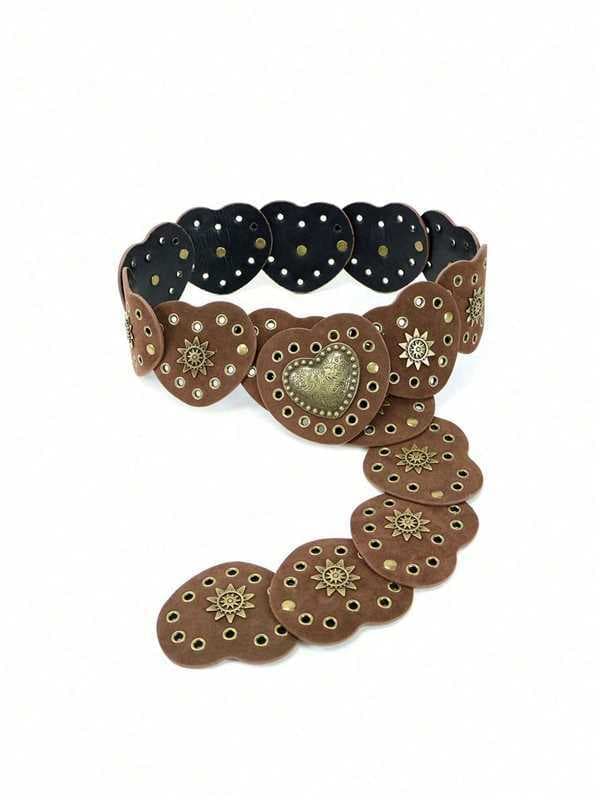 Shiny Heart-shaped Stud Tassel Belt