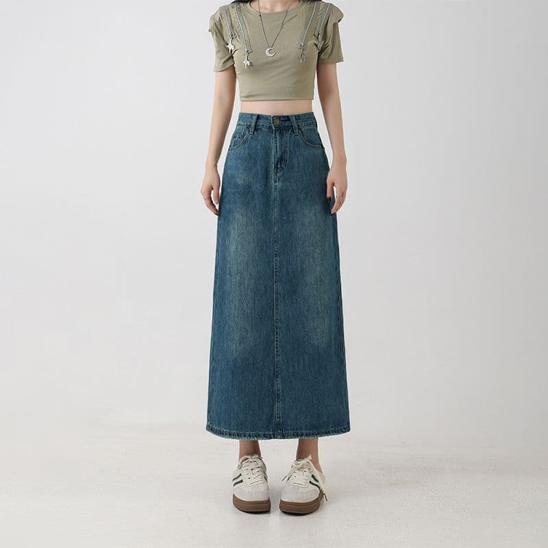 Trendy Figure-flattering High-waisted A-line Midi Skirt