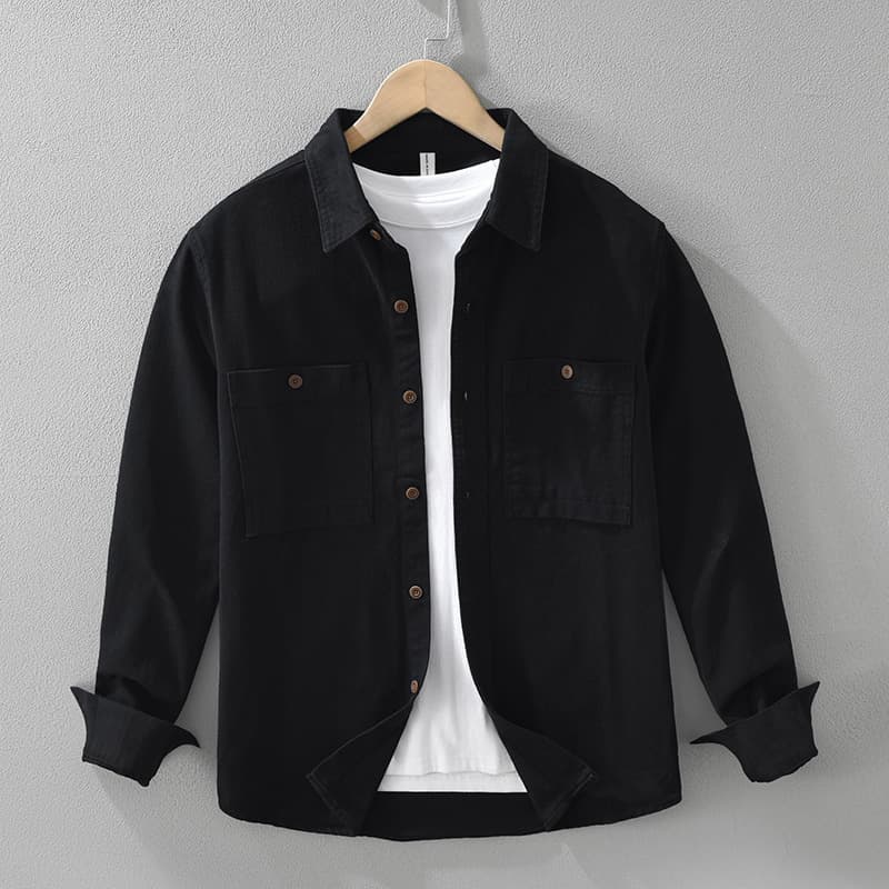 Japanese-style Workwear Long-sleeve Shirt, Men's Casual And Loose-fitting