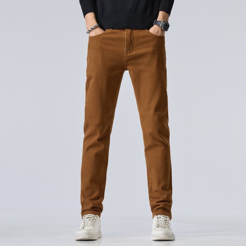 High-end Yellow-brown Coffee-colored Jeans