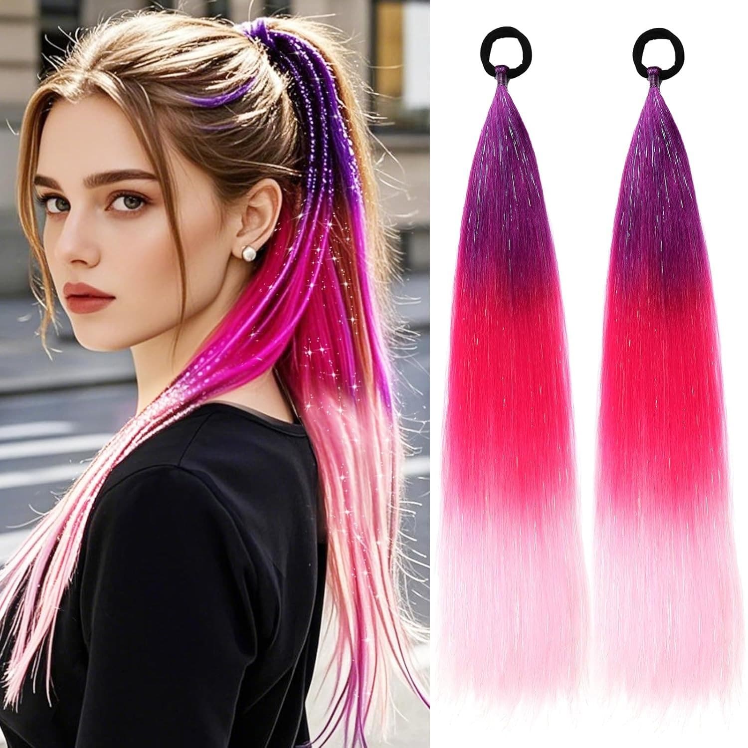 Laser Silk Women's European And American Ponytail Boxing Braid Color Wig