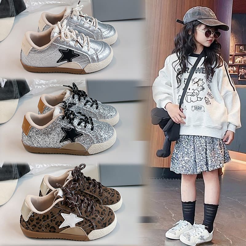 Children's Sneakers Leather Surface Star Little Dirty Soft Bottom Casual Shoes
