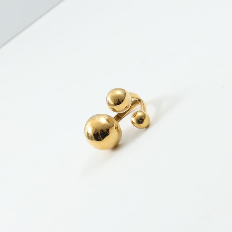 Three Round Beads Of Different Sizes Ring With Lucky Beads