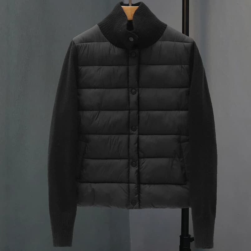 Womens Casual Stand-collar Knitted Cotton Coat