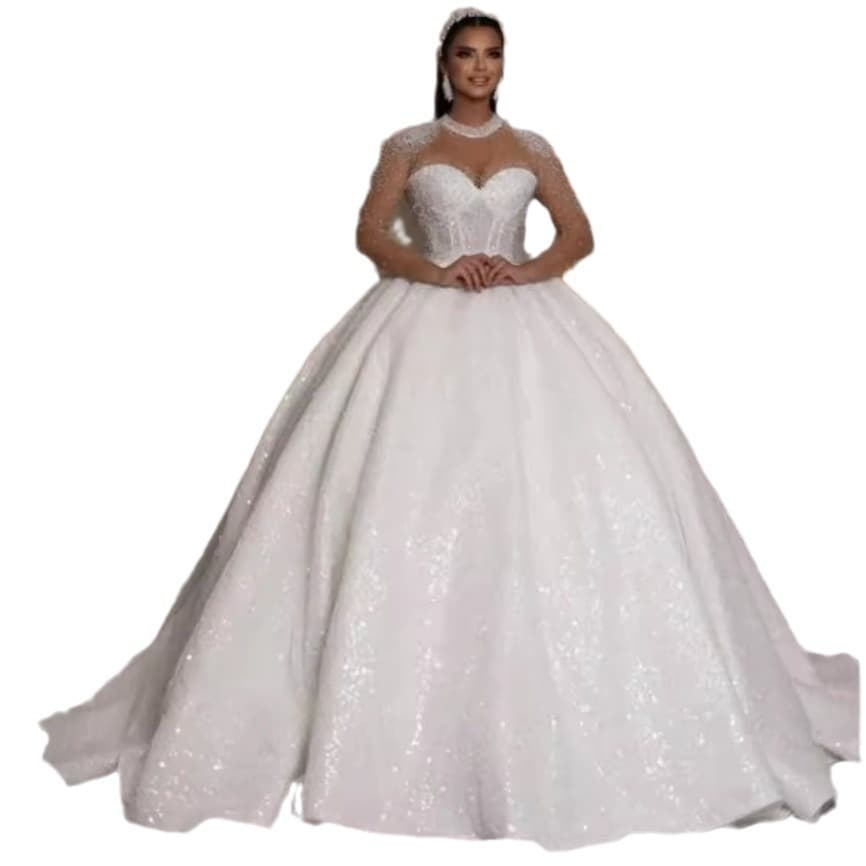 High-waisted Bridal Gown With Intricate Detailing And A Long Train For Women