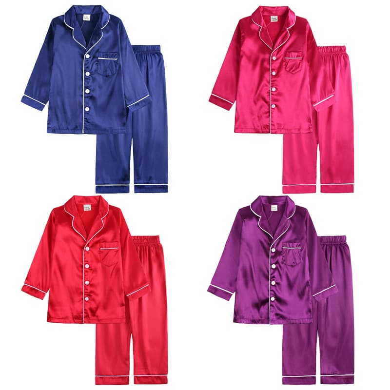 Girls' Autumn Long-Sleeve Silk Home Pajama Set