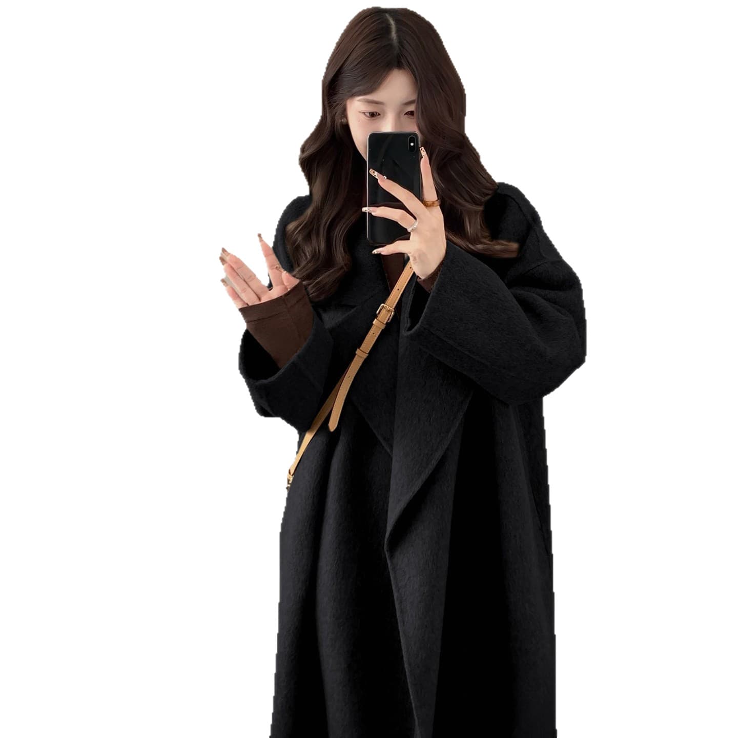 Elegant Cashmere Double-faced Wool Coat For Women
