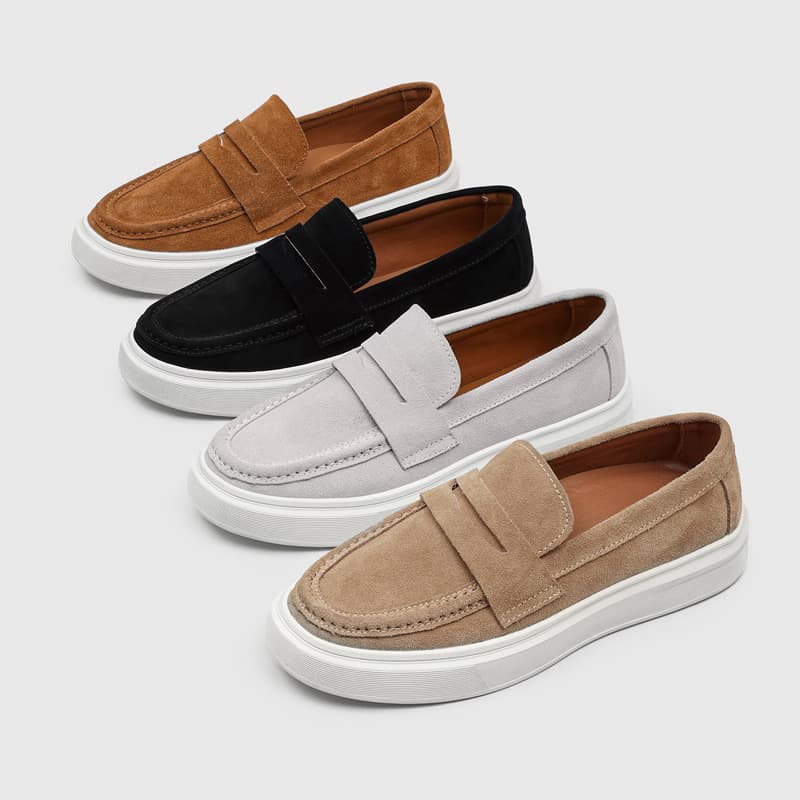 Men's Vintage Leather Loafers Lightweight Soft Sole Slip On Driving Shoes Casual Travel Moccasins