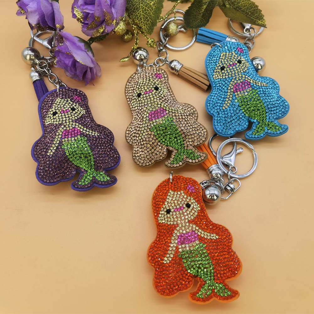 Cute Rhinestone-embellished Mermaid Keychain Pendant